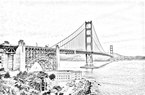 Golden Gate Bridge Drawing Digital Art by Craig Fildes