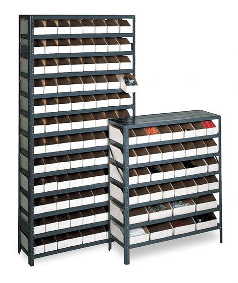 GRAINGER APPROVED Steel Bin Shelving with 40 Bins, 36 inW x 12 inD x 42 inH, Load Capacity: 2400 ...