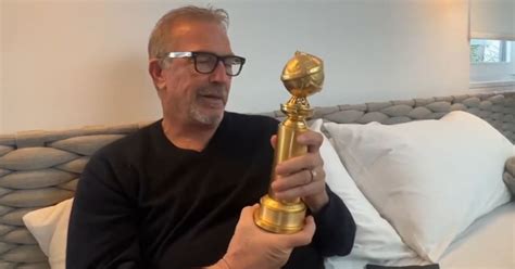 Kevin Costner Receives His Golden Globe Award in Unboxing Video