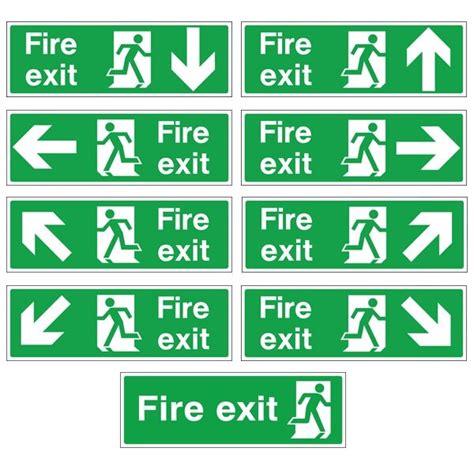 Rigid Plastic Fire Exit Signs with Self-Adhesive Backing