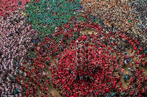 Stunning Photos Show Thousands Of People Competing To Build The Tallest Human Tower In Spain