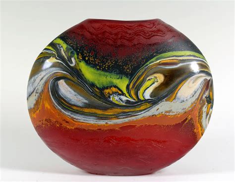 Jupiter Vase Red - Hand Blown Glass - Gold Mountain Gallery