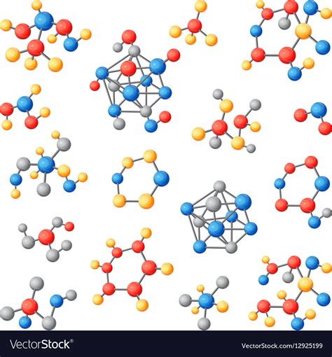 Molecular structure chemical atoms set Royalty Free Vector