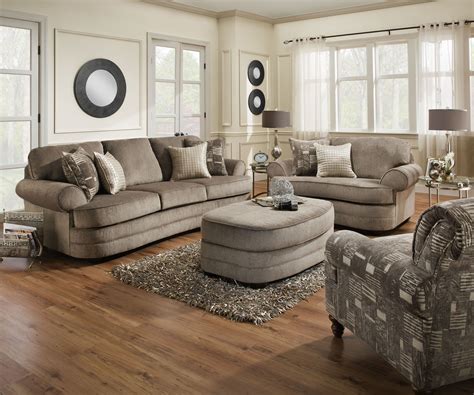 Grandstand Fawn Sofa and Chair&1/2 With Ottoman and Toss Pillows ...