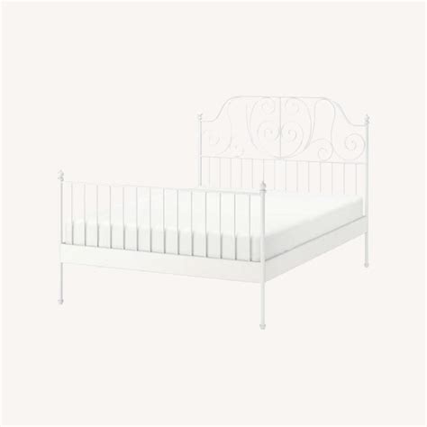 IKEA White Metal Queen Size Bed Frame - AptDeco