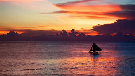 HD wallpaper: sunset, boat, yacht, nature | Wallpaper Flare