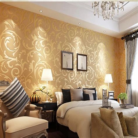 beibehang Foreign trade hot 3D nonwoven wallpaper European hook floral background wall bedroom ...