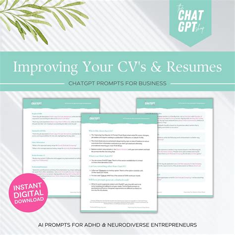 Improving Your Resume Chatgpt Prompt Guide Done for You AI - Etsy