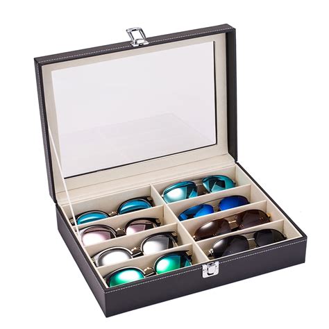 Leather Multi Sunglasses Organizer for Women Men Eyeglasses Eyewear Display Case Sunglass ...