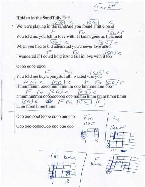 Hidden in the Sand (Tallyhall) Guitar Chord Chart - Capo 6th Fret ...