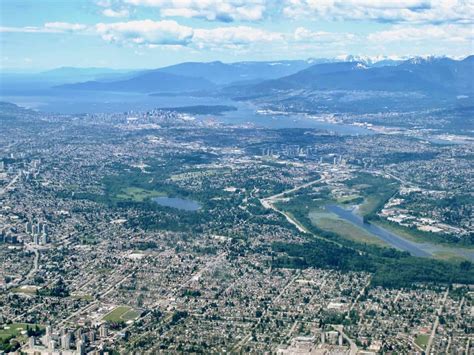 Aerial view of Vancouver (BC) from a plane window