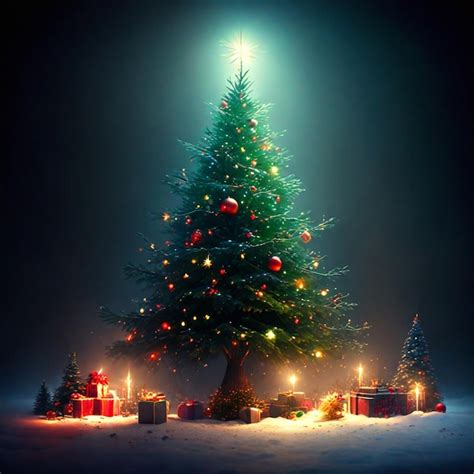 Premium AI Image | pine tree with christmas decorations