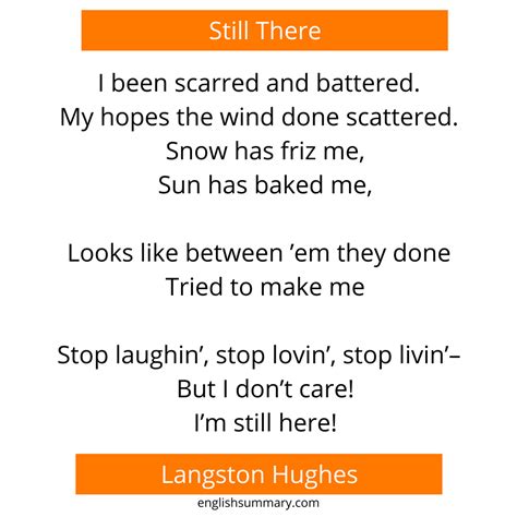 Still Here by Langston Hughes | Complete Poem | Summary and Analysis | Langston hughes, Words, Poems