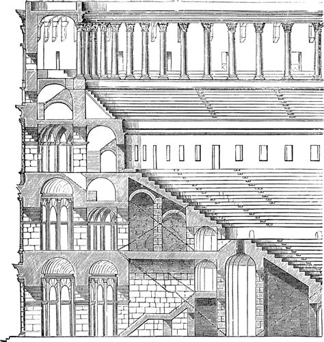 Elevation and Section of the Colosseum | Ancient Roman Architecture