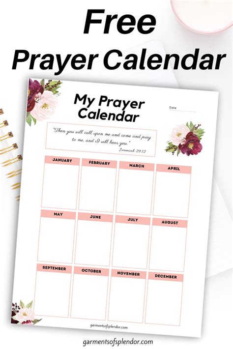 Printable Prayer Calendar - Printable Word Searches