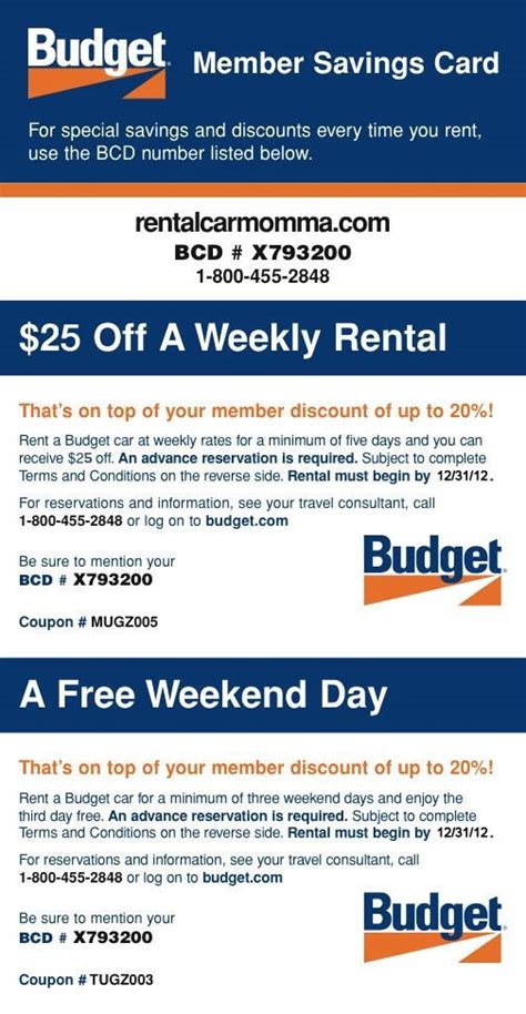 Budget Car Rentals - Budget Printable Coupons and Discount Codes | Good to know | Pinterest ...