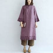 Vintage purple spring dresses long linen dress plus size linen caftans gown