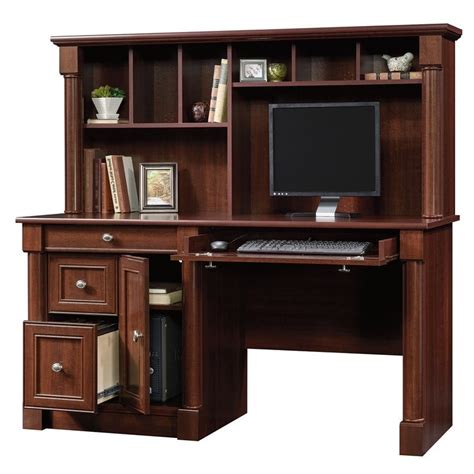 Sauder Palladia Contemporary Wood Computer Desk With Hutch in Cherry - 420513