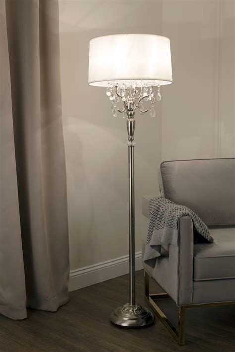 OK Lighting Crystal Silver Floor Lamp with Metal Material - Walmart.com