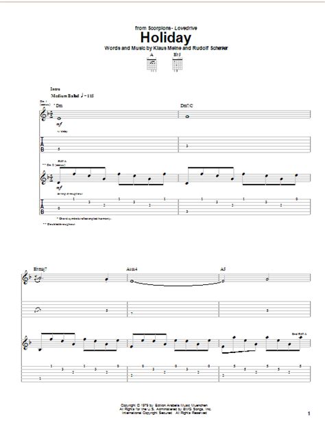 Holiday by Scorpions - Guitar Tab - Guitar Instructor