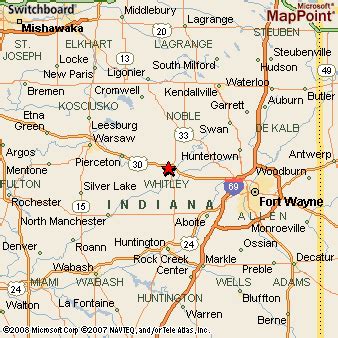 Columbia City, Indiana Area Map & More