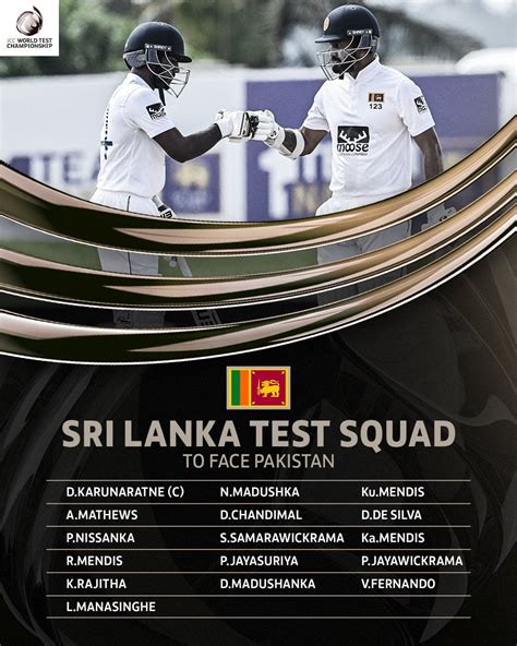 Sri Lanka test squad against pakistan : r/Cricket