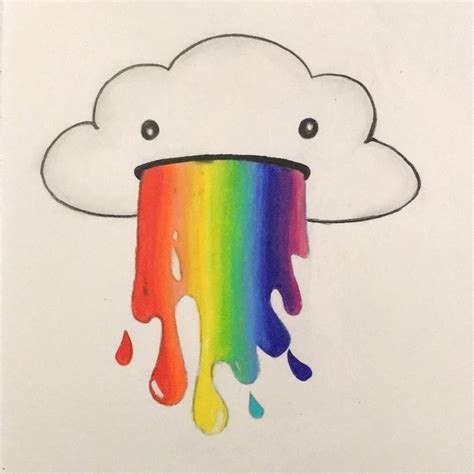 82. DRAW A CLOUD PUKING RAINBOWS | Rainbow drawing, Easy drawings, Drawings