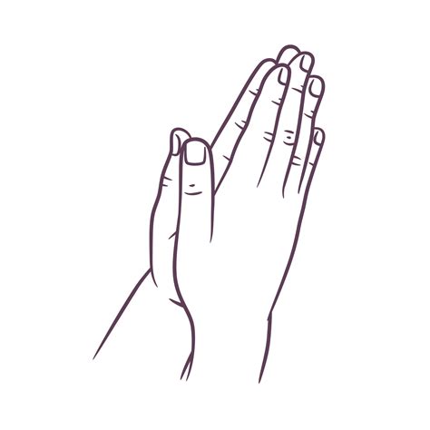 Line art drawing of praying hand. Praying hands 6034523 Vector Art at ...