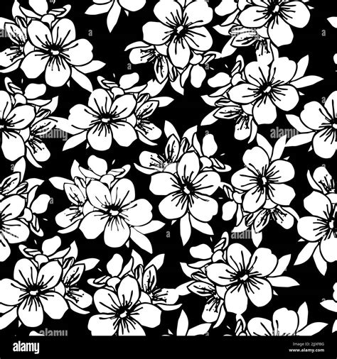 seamless floral pattern of white flowers on a gray background, texture ...