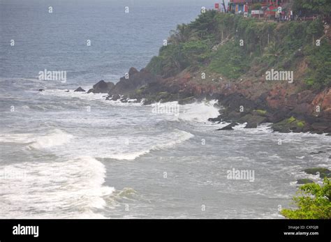 The beach and the cliff at Varkala, Kerala, India Stock Photo - Alamy