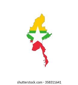 Map Myanmar Myanmar Flag Colors Stock Illustration 436168630 | Shutterstock