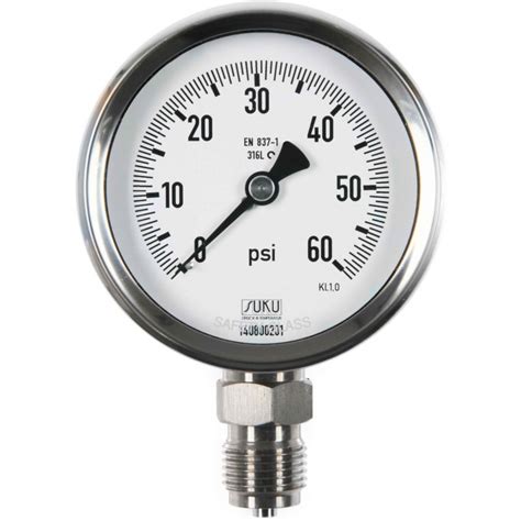 Type 6200 Bourdon tube pressure gauge NS80, all stainless steel ...