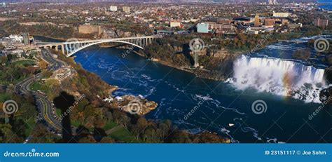 American Falls and Rainbow Bridge, Niagara Falls Editorial Photography - Image of falls ...