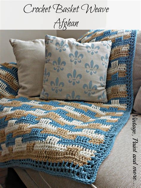Crochet Afghan and Stenciled Pillow | Basket weave crochet, Woven blanket, Crochet afghan