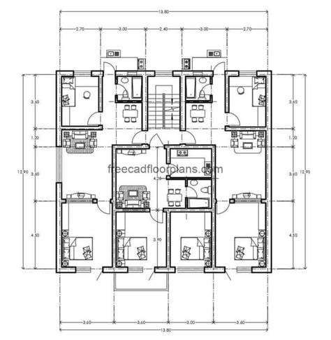 Residential Building Autocad Plan, 1307202 - Free Cad Floor Plans