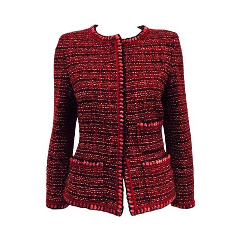 Chanel Fall Cranberry Tweed Jacket For Sale at 1stDibs | chanel red tweed jacket, cranberry ...