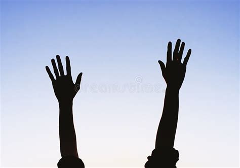 Hands on the Sky stock image. Image of outside, rejoice - 217299329