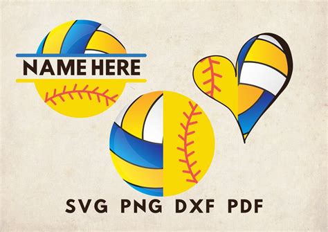 Volleyball and Softball Svg, Half Volleyball Half Softball Svg, Volleyball Softball Template ...