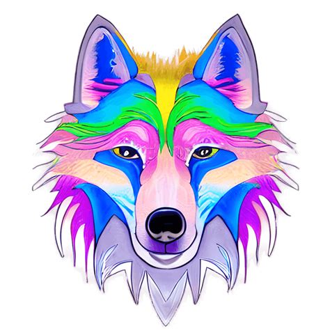 Pastel Rainbow Wolf · Creative Fabrica