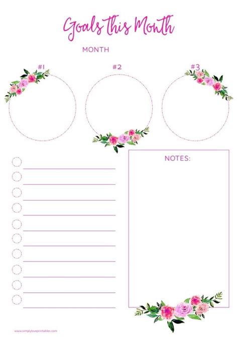 Free Printable Floral Planner Pages and Undated Monthly Calendars