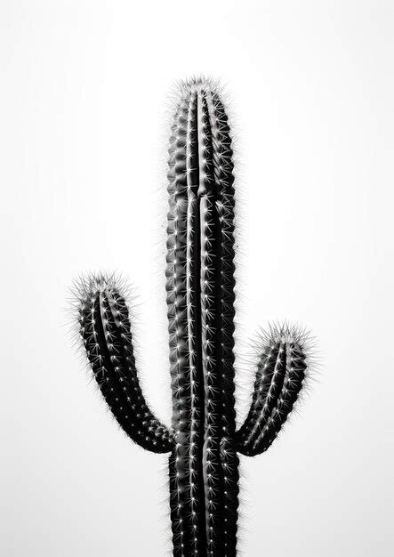 Premium AI Image | Monochrome Cactus An Exquisite Black and White ...