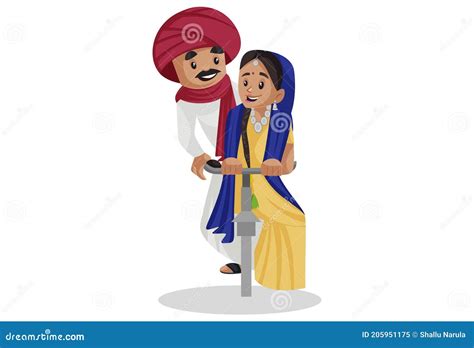 Gujarati Couple In Traditional Costume Of Gujarat, India Cartoon Vector ...