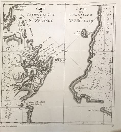 New Zealand map by Captain James Cook (1774)