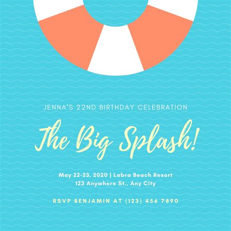 Free printable, customizable pool party invitation templates | Canva