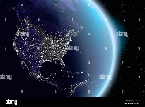 satellite image of planet earth North America at night Stock Photo, Royalty Free Image: 16883614 ...