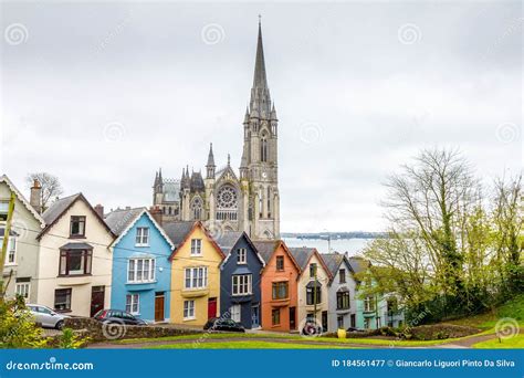 Cathedral and Colored Houses in Cobh Editorial Photography - Image of house, europe: 184561477