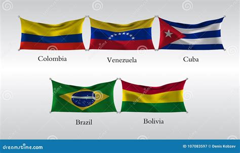 Fije Las Banderas De Las Américas Bandera Que Agita De Colombia ...