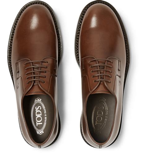 Tod's Polished Leather Derby Shoes in Brown for Men - Lyst