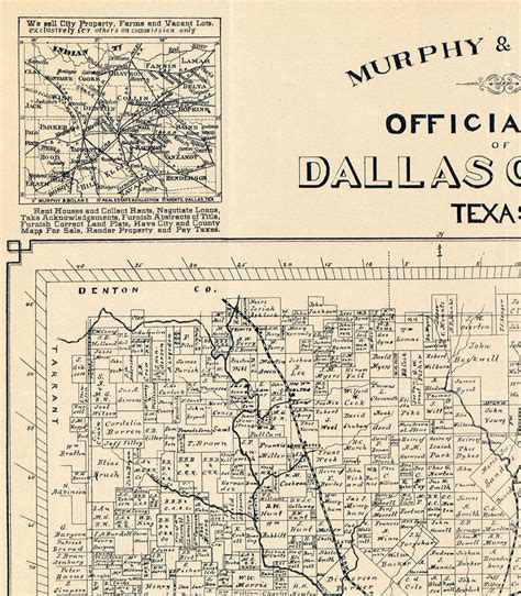 Map of Dallas County Texas TX. Vintage Restoration Hardware - Etsy