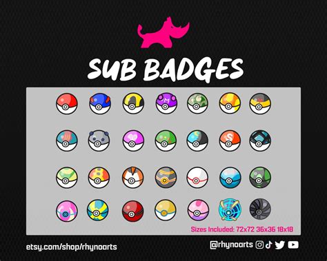 28 Pokeball Twitch Sub Badges Twitch Badges Cool Badges - Etsy